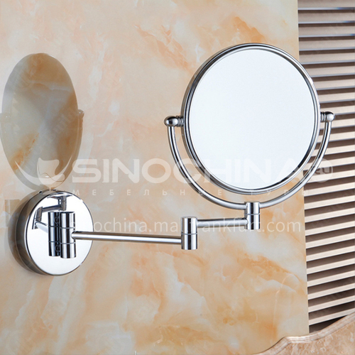 Bathroom hotel retractable copper silver makeup mirror  jsj-1306s